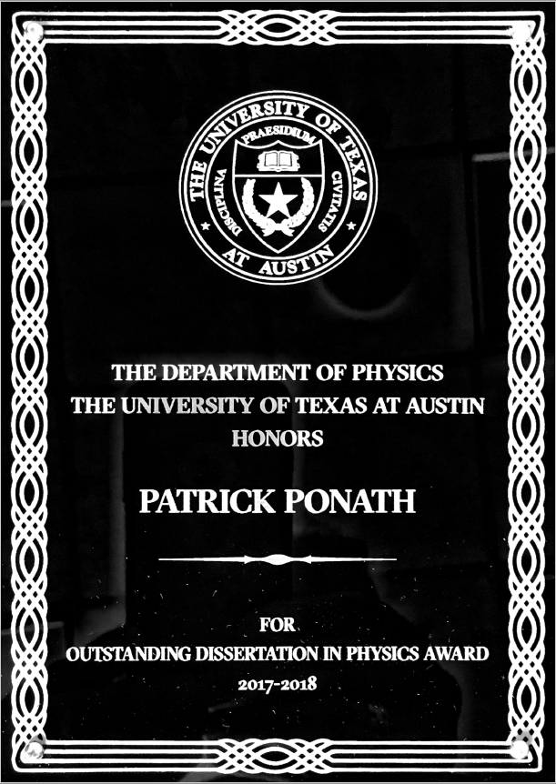 Patrick's outstanding disseration award.